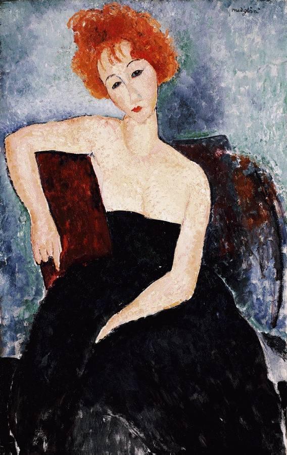 Young Redhead in an Evening Dress - Amedeo Modigliani Paintings